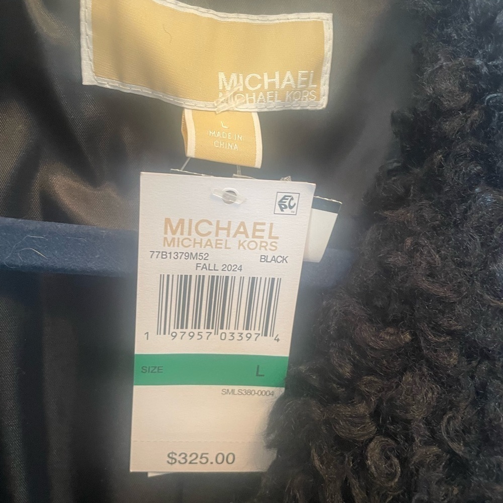 - Michael Kors coat L black Faux Fur Teddy NWT Jacket $325 - Picture 8 of 11